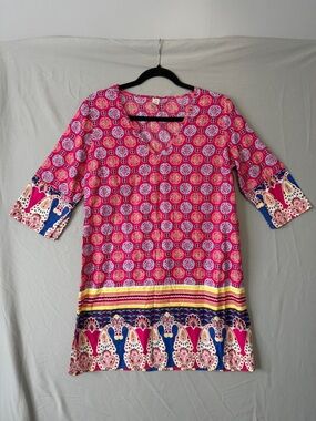 Old Navy Womens Boho Tunic Top M Pink Cotton Beach Cover Up Festival Hippie